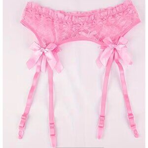 Pink Lace Garter Belt*Adjustable Straps & Satin Bow Accents*Sissy*Cosplay*NIP